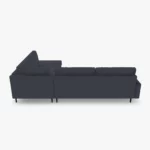 freistil 170 Ecksofa ca. 287 cm x 213 cm aus der Rueckansicht im Leder-Bezug 9045 schwarzblau, Semianilinleder leicht pigmentiert