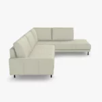 freistil 170 Ecksofa ca. 287 cm x 213 cm aus der seitlichen Perspektive im Leder-Bezug 9040 grauweiss, Semianilinleder leicht pigmentiert