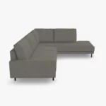 freistil 170 Ecksofa ca. 287 cm x 213 cm aus der seitlichen Perspektive im Leder-Bezug 9041 umbragrau, Semianilinleder leicht pigmentiert