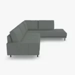 freistil 170 Ecksofa ca. 287 cm x 213 cm aus der seitlichen Perspektive im Leder-Bezug 9043 fehgrau, Semianilinleder leicht pigmentiert