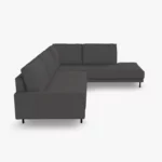 freistil 170 Ecksofa ca. 287 cm x 213 cm aus der seitlichen Perspektive im Leder-Bezug 9044 graubraun, Semianilinleder leicht pigmentiert