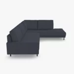 freistil 170 Ecksofa ca. 287 cm x 213 cm aus der seitlichen Perspektive im Leder-Bezug 9045 schwarzblau, Semianilinleder leicht pigmentiert