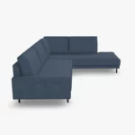 freistil 170 Ecksofa ca. 287 cm x 213 cm aus der seitlichen Perspektive im Stoff-Bezug 1056 schwarzblau