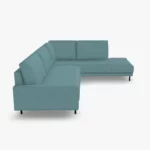 freistil 170 Ecksofa ca. 287 cm x 213 cm aus der seitlichen Perspektive im Stoff-Bezug 3047 taubenblau