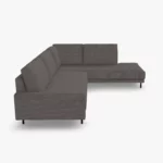 freistil 170 Ecksofa ca. 287 cm x 213 cm aus der seitlichen Perspektive im Stoff-Bezug 4019 braungrau