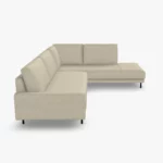 freistil 170 Ecksofa ca. 287 cm x 213 cm aus der seitlichen Perspektive im Stoff-Bezug 4072 seidengrau