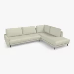 freistil 170 Ecksofa ca. 287 cm x 213 cm im Leder-Bezug 9040 grauweiss, Semianilinleder leicht pigmentiert