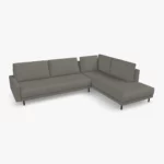 freistil 170 Ecksofa ca. 287 cm x 213 cm im Leder-Bezug 9041 umbragrau, Semianilinleder leicht pigmentiert