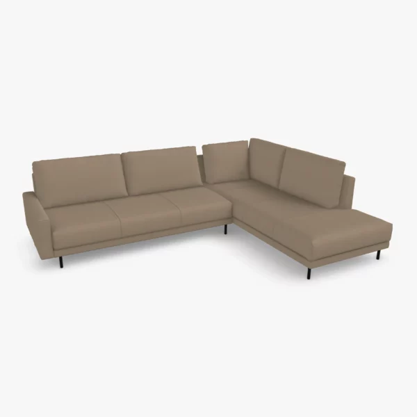 freistil 170 Ecksofa ca. 287 cm x 213 cm im Leder-Bezug 9042 beigegrau, Semianilinleder leicht pigmentiert