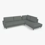 freistil 170 Ecksofa ca. 287 cm x 213 cm im Leder-Bezug 9043 fehgrau, Semianilinleder leicht pigmentiert