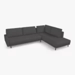 freistil 170 Ecksofa ca. 287 cm x 213 cm im Leder-Bezug 9044 graubraun, Semianilinleder leicht pigmentiert