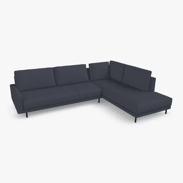 freistil 170 Ecksofa ca. 287 cm x 213 cm im Leder-Bezug 9045 schwarzblau, Semianilinleder leicht pigmentiert