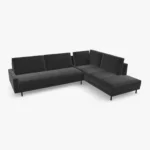 freistil 170 Ecksofa ca. 287 cm x 213 cm im Leder-Bezug 9222 schwarzgrau, Nubukleder mit leicht pigmentierter Zurichtung