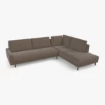 freistil 170 Ecksofa ca. 287 cm x 213 cm im Leder-Bezug 9225 braungrau, Nubukleder mit leicht pigmentierter Zurichtung