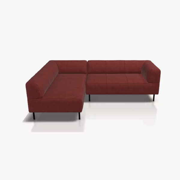 freistil 185 Ecksofa in der Breite ca. 225 cm im Leder-Bezug 9223 braunrot, Nubukleder mit leicht pigmentierter Zurichtung