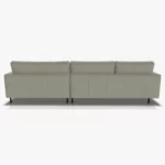 freistil 134 Sofa mit XL-Longchair in der Breite ca. 314 cm aus der Rueckansicht im Leder-Bezug 9040 grauweiss, Semianilinleder leicht pigmentiert