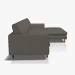 freistil 134 Sofa mit XL-Longchair in der Breite ca. 314 cm aus der seitlichen Perspektive im Leder-Bezug 9041 umbragrau, Semianilinleder leicht pigmentiert