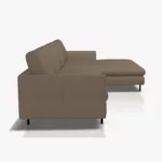 freistil 134 Sofa mit XL-Longchair in der Breite ca. 314 cm aus der seitlichen Perspektive im Leder-Bezug 9042 beigegrau, Semianilinleder leicht pigmentiert