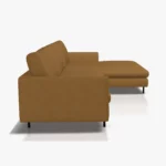 freistil 134 Sofa mit XL-Longchair in der Breite ca. 314 cm aus der seitlichen Perspektive im Stoff-Bezug 1058 braunbeige