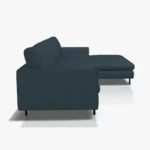 freistil 134 Sofa mit XL-Longchair in der Breite ca. 314 cm aus der seitlichen Perspektive im Stoff-Bezug 3042 graublau