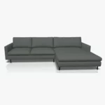 freistil 134 Sofa mit XL-Longchair in der Breite ca. 314 cm im Leder-Bezug 9043 fehgrau, Semianilinleder leicht pigmentiert