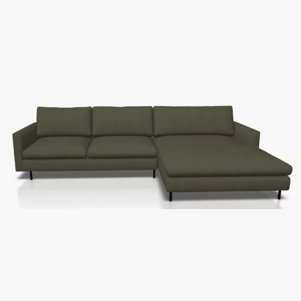 freistil 134 Sofa mit XL-Longchair in der Breite ca. 314 cm im Stoff-Bezug 1054 grauoliv