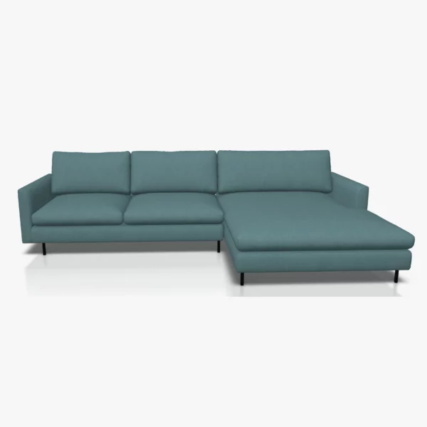 freistil 134 Sofa mit XL-Longchair in der Breite ca. 314 cm im Stoff-Bezug 3047 taubenblau