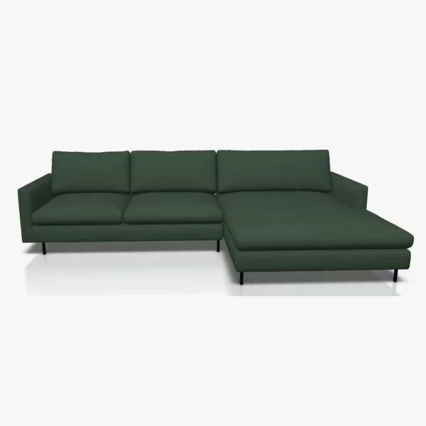 freistil 134 Sofa mit XL-Longchair in der Breite ca. 314 cm im Stoff-Bezug 4024 laubgruen