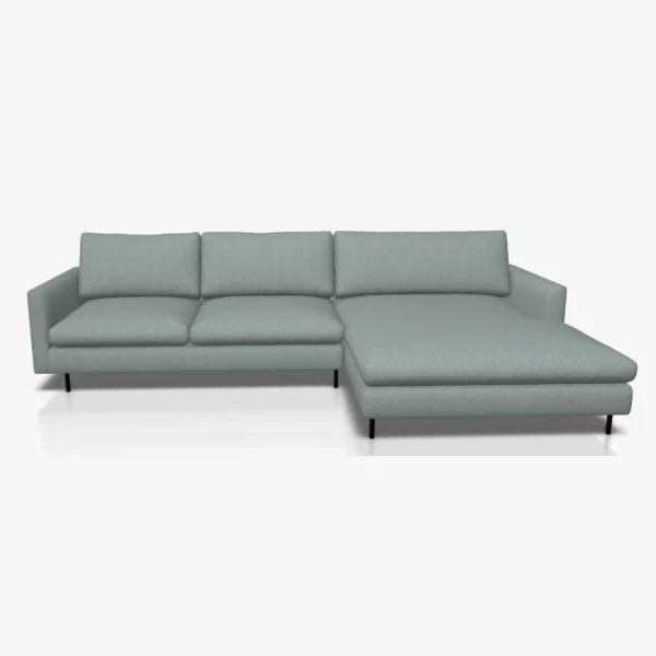 freistil 134 Sofa mit XL-Longchair in der Breite ca. 314 cm im Stoff-Bezug 4071 pastelltuerkis