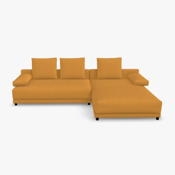 freistil 142 Sofa mit Longchair rechts in der Breite ca. 310 cm im Stoff-Bezug 4027 goldgelb