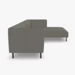 freistil 160 Sofa mit Longchair rechts in der Breite ca. 314 cm aus der seitlichen Perspektive im Leder-Bezug 9041 umbragrau, Semianilinleder leicht pigmentiert