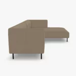 freistil 160 Sofa mit Longchair rechts in der Breite ca. 314 cm aus der seitlichen Perspektive im Leder-Bezug 9042 beigegrau, Semianilinleder leicht pigmentiert