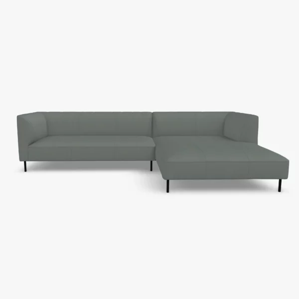 freistil 160 Sofa mit Longchair rechts in der Breite ca. 314 cm im Leder-Bezug 9043 fehgrau, Semianilinleder leicht pigmentiert