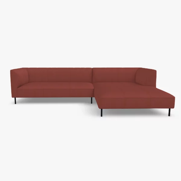 freistil 160 Sofa mit Longchair rechts in der Breite ca. 314 cm aus der Vogelperspektive im Leder-Bezug 9046 purpurrot, Semianilinleder leicht pigmentiert