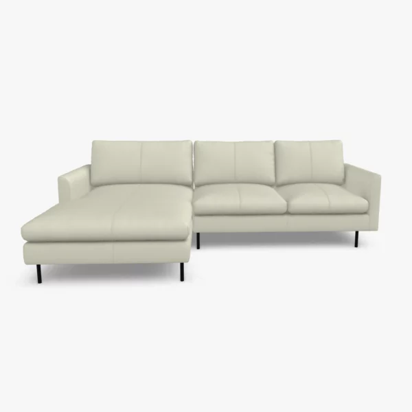 freistil 134 Sofa mit Longchair in der Breite ca. 274 cm im Leder-Bezug 9040 grauweiss, Semianilinleder leicht pigmentiert