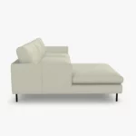 freistil 134 Sofa mit Longchair in der Breite ca. 274 cm im Leder-Bezug 9040 grauweiss, Semianilinleder leicht pigmentiert aus der Seitenansicht