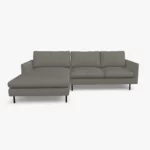 freistil 134 Sofa mit Longchair in der Breite ca. 274 cm im Leder-Bezug 9041 umbragrau, Semianilinleder leicht pigmentiert