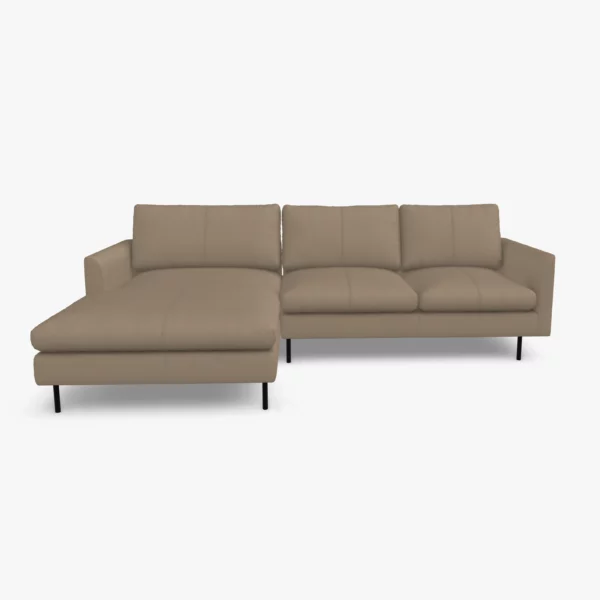 freistil 134 Sofa mit Longchair in der Breite ca. 274 cm im Leder-Bezug 9042 beigegrau, Semianilinleder leicht pigmentiert