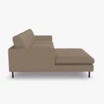 freistil 134 Sofa mit Longchair in der Breite ca. 274 cm im Leder-Bezug 9042 beigegrau, Semianilinleder leicht pigmentiert aus der Seitenansicht