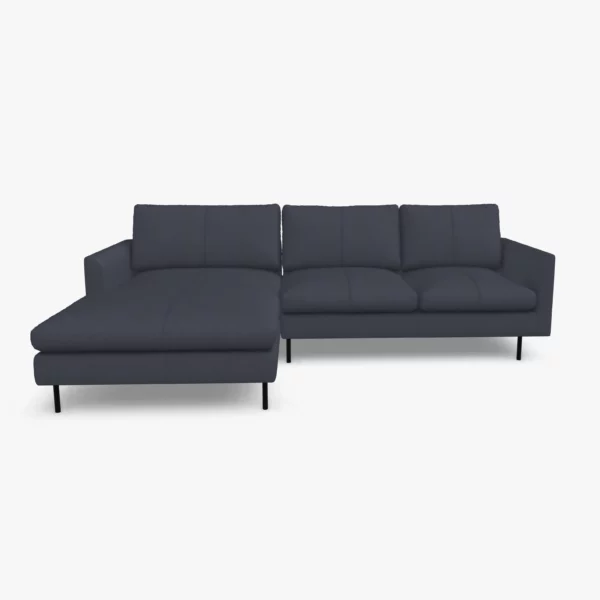 freistil 134 Sofa mit Longchair in der Breite ca. 274 cm im Leder-Bezug 9045 schwarzblau, Semianilinleder leicht pigmentiert