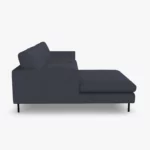 freistil 134 Sofa mit Longchair in der Breite ca. 274 cm im Leder-Bezug 9045 schwarzblau, Semianilinleder leicht pigmentiert aus der Seitenansicht