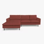 freistil 134 Sofa mit Longchair in der Breite ca. 274 cm im Leder-Bezug 9046 purpurrot, Semianilinleder leicht pigmentiert