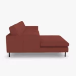 freistil 134 Sofa mit Longchair in der Breite ca. 274 cm im Leder-Bezug 9046 purpurrot, Semianilinleder leicht pigmentiert aus der Seitenansicht