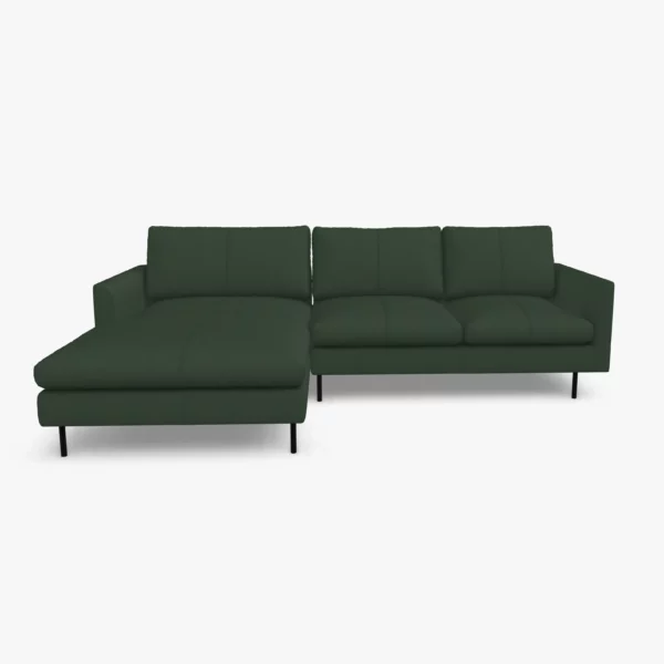 freistil 134 Sofa mit Longchair in der Breite ca. 274 cm im Leder-Bezug 9047 braungruen, Semianilinleder leicht pigmentiert