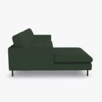 freistil 134 Sofa mit Longchair in der Breite ca. 274 cm im Leder-Bezug 9047 braungruen, Semianilinleder leicht pigmentiert aus der Seitenansicht