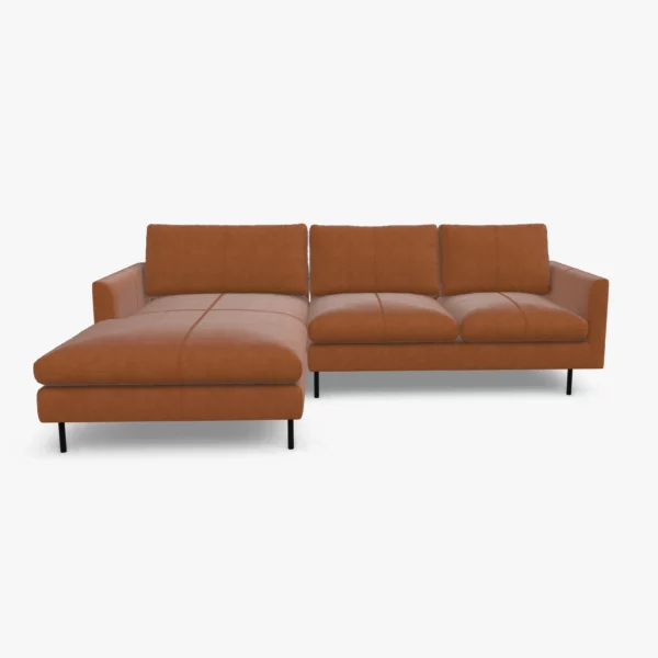 freistil 134 Sofa mit Longchair in der Breite ca. 274 cm im Leder-Bezug 9224 ockerbraun, Nubukleder mit leicht pigmentierter Zurichtung