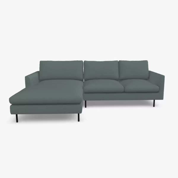 freistil 134 Sofa mit Longchair in der Breite ca. 274 cm im Stoff-Bezug 6317 schwarzgruen