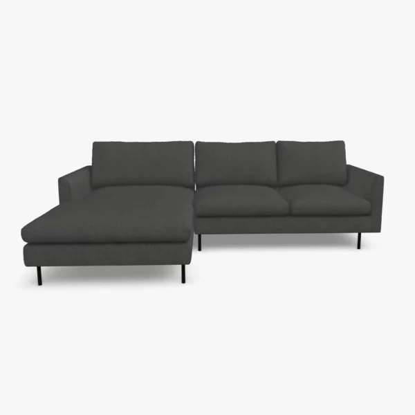 freistil 134 Sofa mit Longchair in der Breite ca. 274 cm im Stoff-Bezug 6512 schwarzgrau