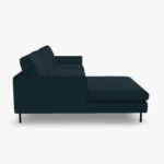 freistil 134 Sofa mit Longchair in der Breite ca. 274 cm im Stoff-Bezug 6515 schwarzblau aus der Seitenansicht