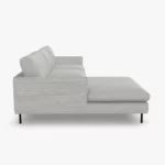 freistil 134 Sofa mit Longchair in der Breite ca. 274 cm im Stoff-Bezug 6541 grauweiss aus der Seitenansicht